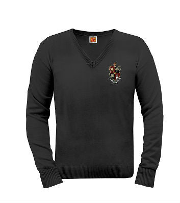 Fine Gauge Unisex Pullover Sweater with Crest